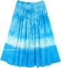 Ocean Waves Crinkled Cotton Tie Dye Mid Length Skirt