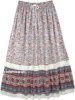 Floral Printed Long Skirt with Lace in Georgette