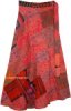 Abstract Sage Hippie Patchwork Wrap Around Skirt in Mixed Tones