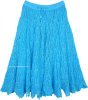 Full Cotton Crochet Skirt in Seagull Blue Mid Length