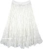 Scalloped Hem Crochet Pure White Mid Length Skirt