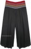 Black Rayon Summer Pants with Hand Woven Cotton Waistband