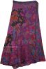 Reversible Purple Hippie Wrap Long Skirt with Floral Patchwork