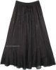 Western Rodeo Jet Black Boho Skirt with Embroidery