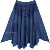 Denim Blue Western Mid Length Handkerchief Hem Skirt