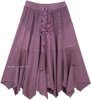 Lilac Rodeo Lace Up Handkerchief Hem Skirt Midi Length