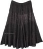 Black Embroidered Western Style Midi Length Skirt