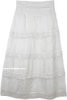 Dove White Crochet and Embroidery Yoga Waist Skirt