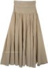 Beige Bohemian Cotton Ankle Length Skirt with Yoga Waist