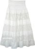 Dove White Floral Lace Crochet Maxi Skirt in Cotton