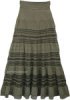 Olive Green Flexible Yoga Waist Maxi Long Cotton Skirt