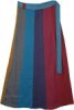 Deep Multicolored Vertical Panel Wrap Around Skirt