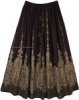 Belly Dancing Long Skirt in Black with Golden Print