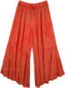 Fiery Orange Stonewashed Boho Wide Leg Large Pants