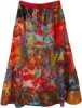 Red Toned Bohemian Gypsy Cotton Patchwork Skirt