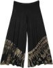 Black Rayon Half Tie Dye Stretchy Palazzo Pants