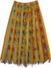 Prismatic Multicolored Vertical Patchwork Skirt with Fringes