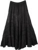Steel Grey Cotton Short Skirt with Pocket and Woven Hem