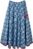 Blue Full Swirl Cotton Long Skirt