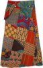 Patchwork Snap Wrap Long Skirt with Fanny Pack