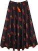 Dense Blue Printed Cotton Voile Skirt with Smocked Waist