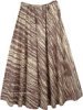 Dense Blue Printed Cotton Voile Skirt with Smocked Waist