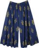 Plus Size Flared Palazzo Cotton Pants in Indigo Blue