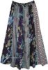 Blue Tones Floral Patchwork Boho Long Skirt