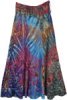 Blue Hue Tie Dye Drawstring Waist Long Skirt