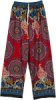 Robust Red Boho Rayon Pants with Mandala Prints