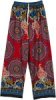 Black White Smocked Harem Pants with Ethnic Elephant Print