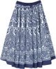 Denim Blue Knee Length Western Skirt with Elastic Waist