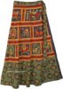 Ethnic Long Wrap Skirt with Folk Patterns