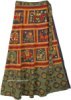 Ethnic Printed Green Elephant Cotton Wrap Around Skirt