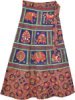 Printed Animal Frames Red Wrap Around Skirt