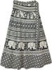 Black White Ethnic Printed Animal Wrap Skirt