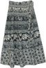 Ethnic Folk Tale Print Wrap Around Skirt in Black and White