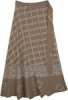 Roman Coffee Brown Rayon Long Bell Wrap Skirt