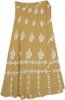 Deep Mustard Block Printed Rayon Wrap Skirt