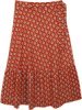 Plus Size Tomatina Red Printed Wrap Around Long Skirt