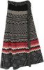 Black White Gypsy Wrap Skirt with Red Accent