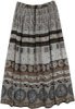 Muddy Brown Ethnic Printed Long Gypsy Skirt