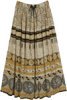 Spiked Mustard Tribal Print Long Boho Skirt