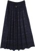 Grey Rayon Knee Length Handmade Patchwork Skirt
