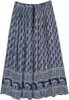 East Bay Blue Leaf Printed Rayon Long Skirt