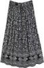 Paisley Print Brown Long A-Line Skirt with Lace