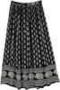 Black Bali Blue Floral Cotton Long Skirt