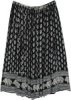 White Black Ethnic Elephant Print Long Skirt in Rayon