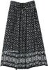 Paisley Floral Printed Black Skirt with Soft Sequins Accents