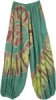 Hippie Green Bean Drop Crotch Cotton Pants with Accents